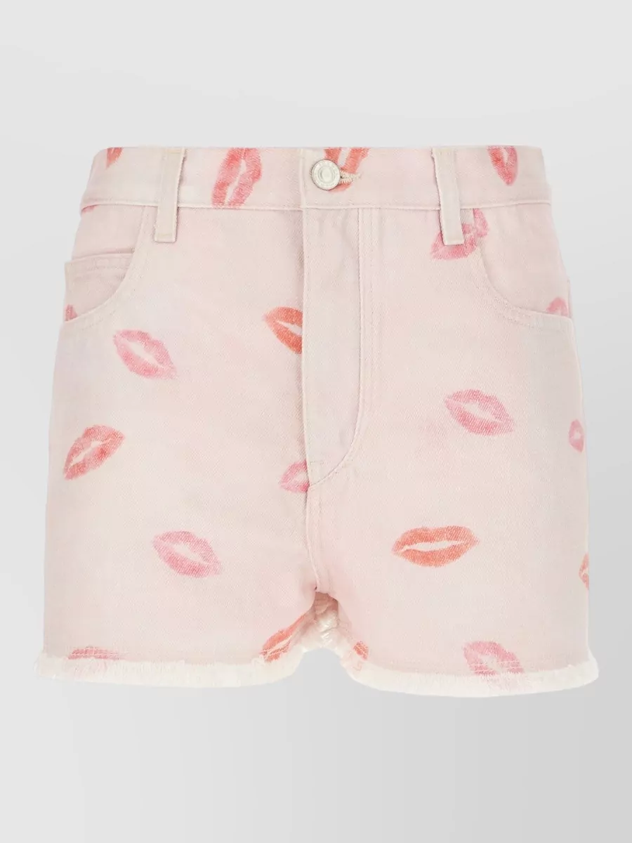 Isabel Marant Etoile printed denim knee-length shorts