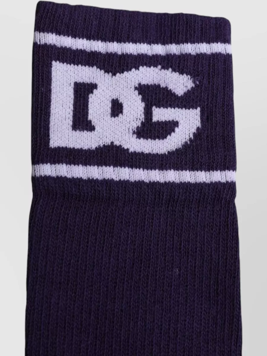 Dolce&Gabbana Cotton Logo Print Ribbed Socks