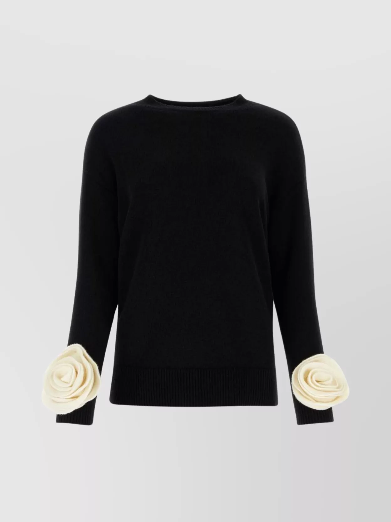 Shop Valentino Flower Appliqué Wool Sweater