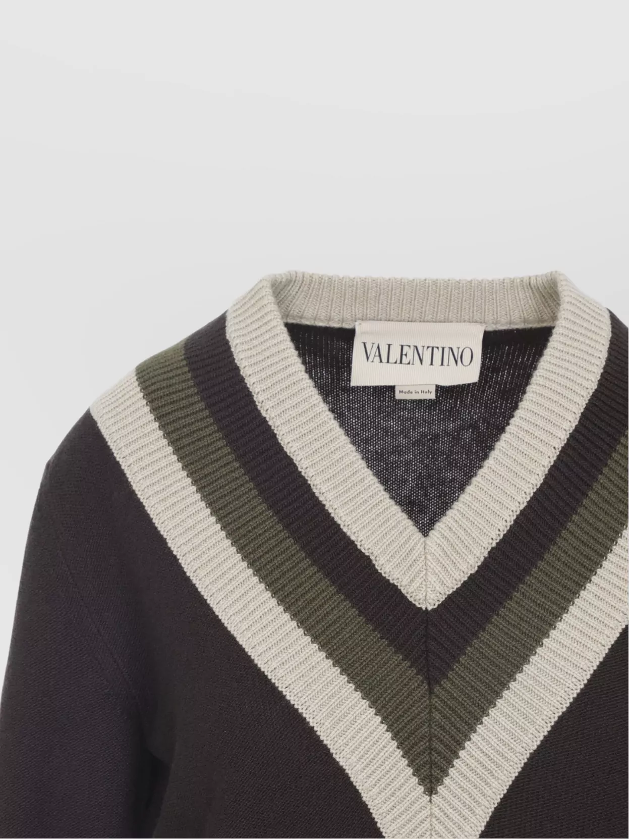 Valentino Color Block V Neck Knit Sweater