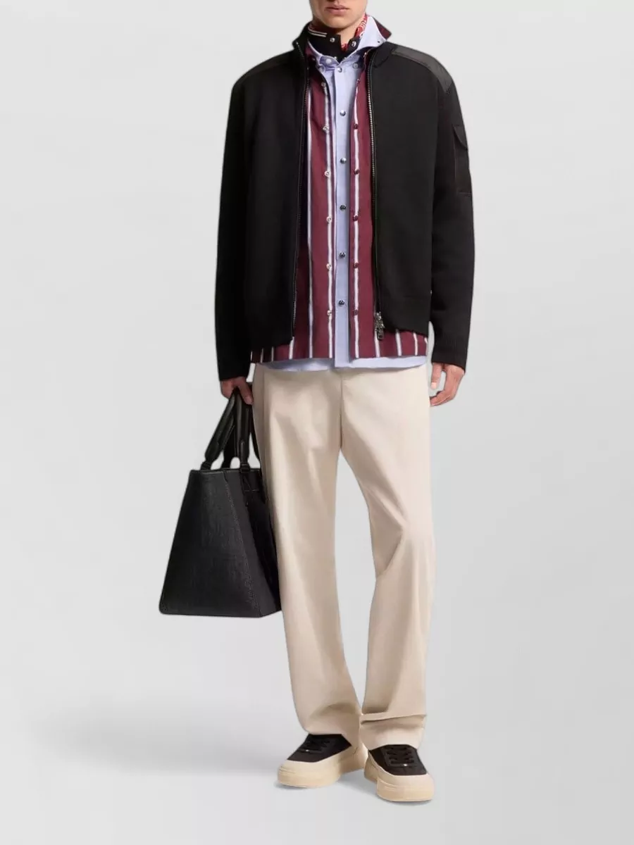 Moncler Wool Padded Ribbed Zip-Up Cardigan