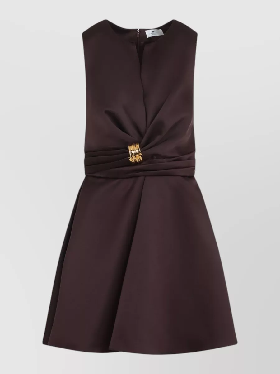 Elisabetta Franchi Duchesse Short Dress Sleeveless Pleated Skirt