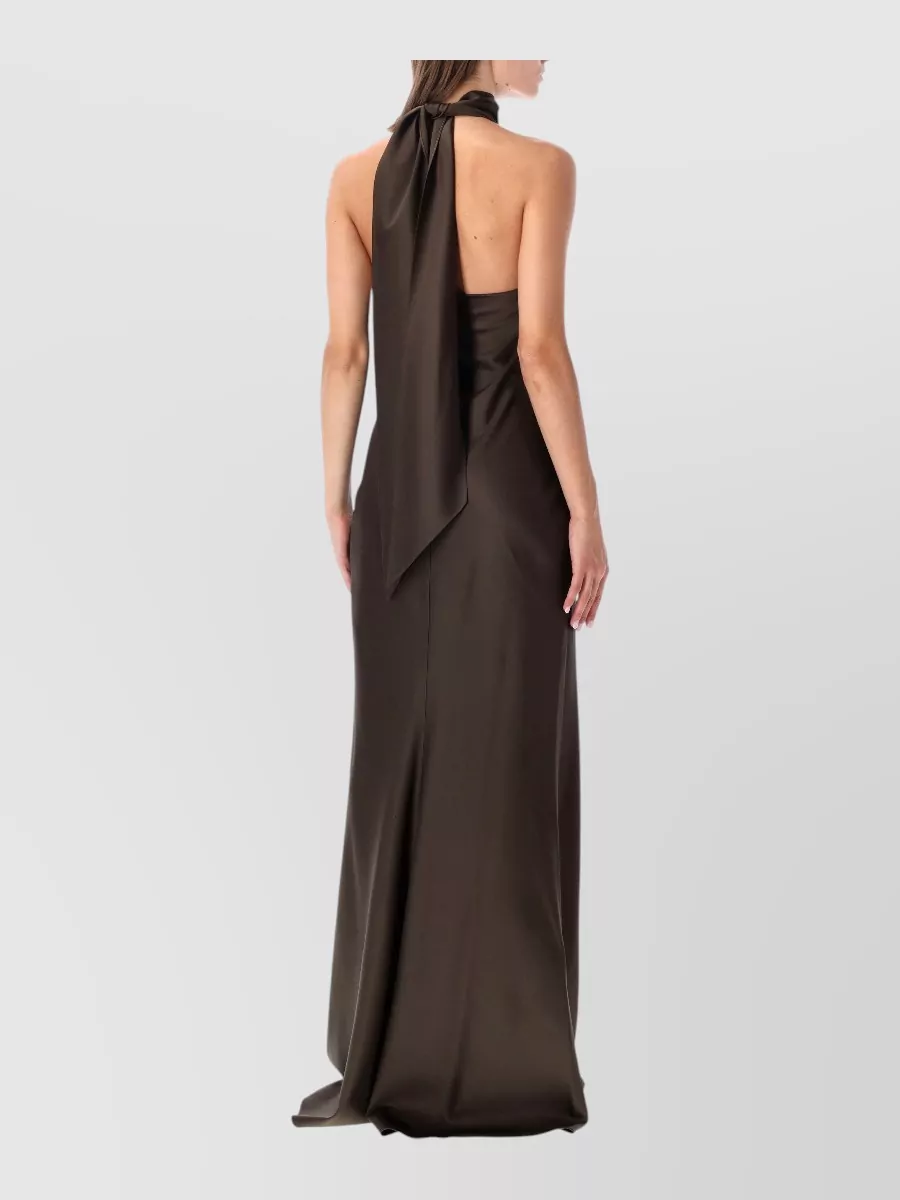 Ralph Lauren Satin Halterneck Sleeveless Maxi Dress