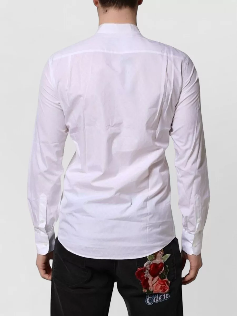 Dolce&Gabbana Cotton Slim-Fit Long-Sleeve Mandarin-Collar Shirt