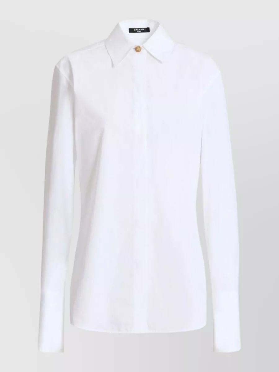 Balmain cotton poplin straight-fit long-sleeve shirt