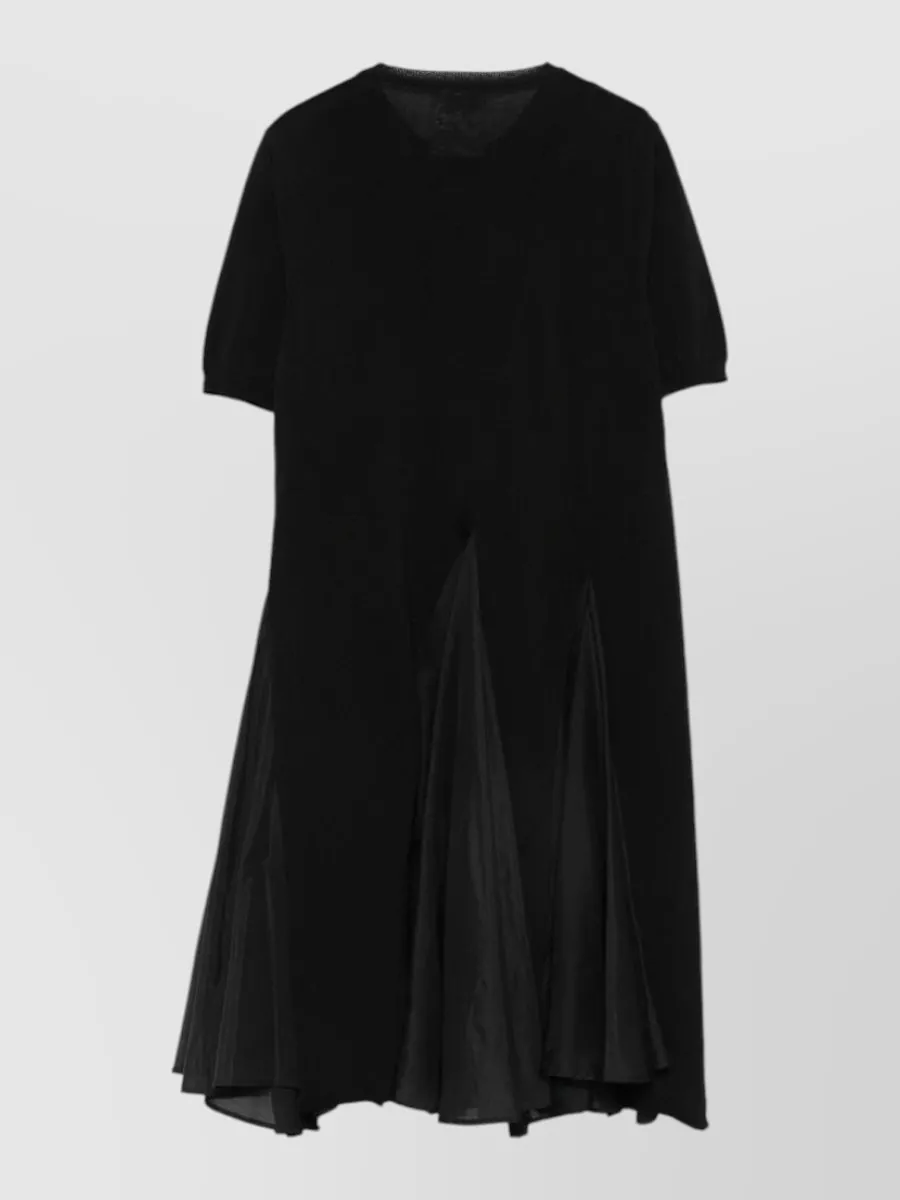 Semicouture Cotton And Silk Panelled Pleated Mini Dress