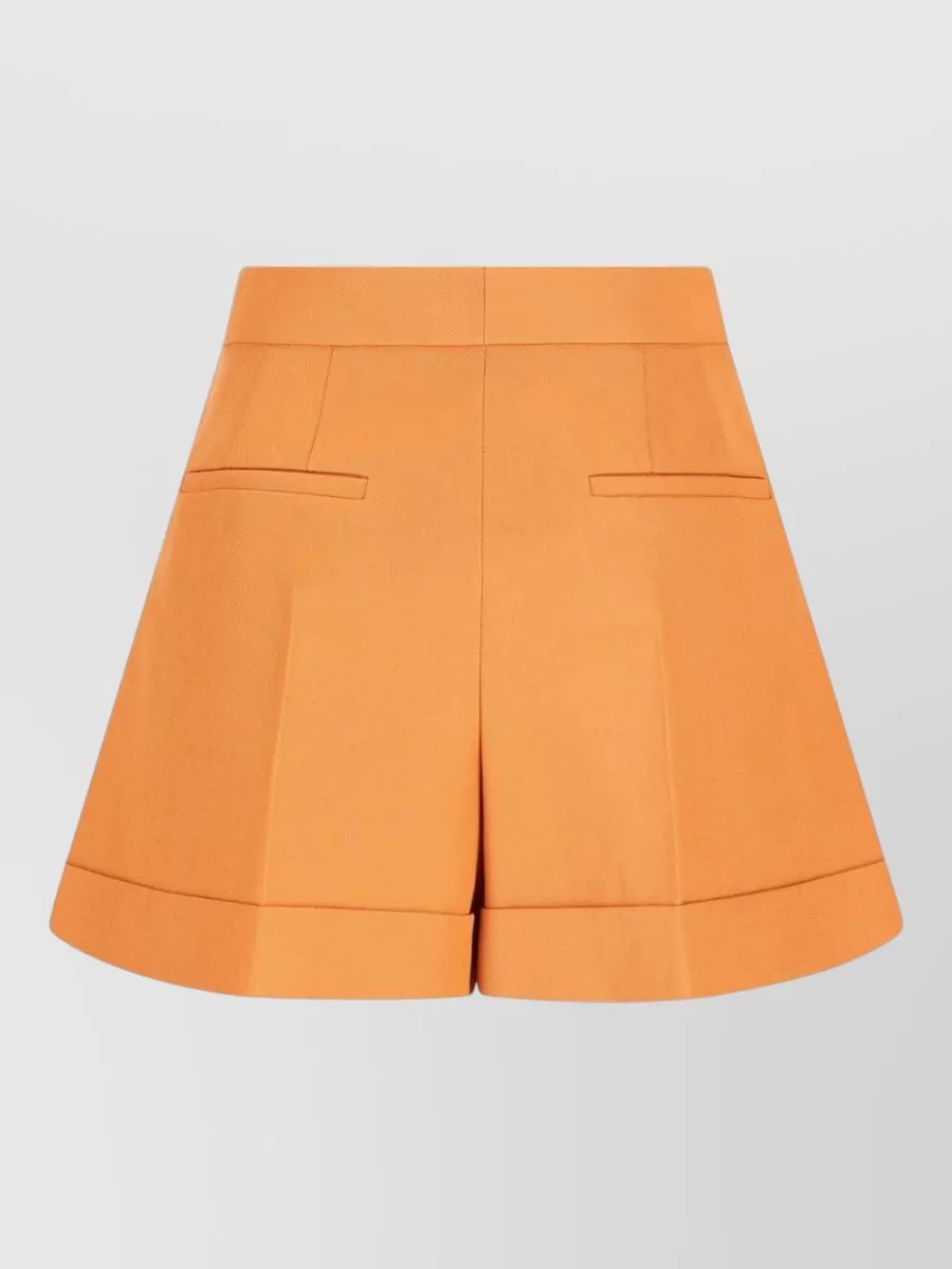 Fendi Wool Tailored Shorts Pleated Pockets Belt Loops In Orange