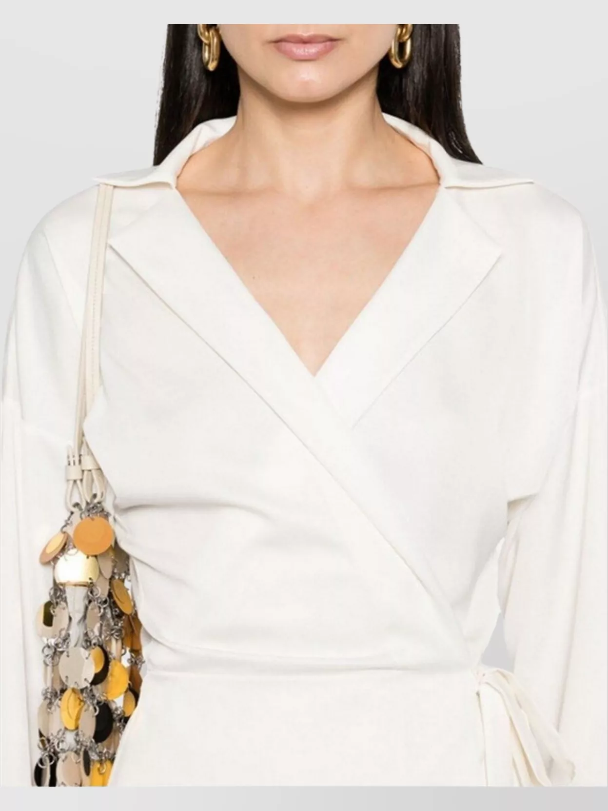 Philosophy Waist Belted Collared Long Wrap Shirt