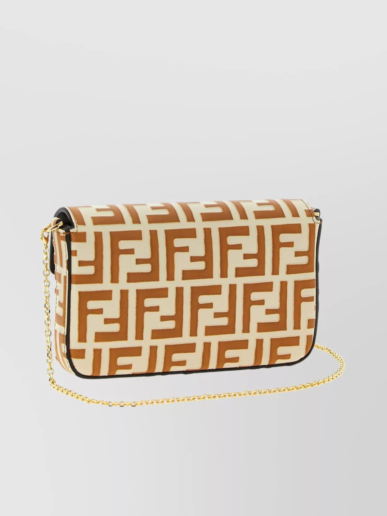 Fendi Chain Strap Diamond Wallet With Gold-tone Hardware
