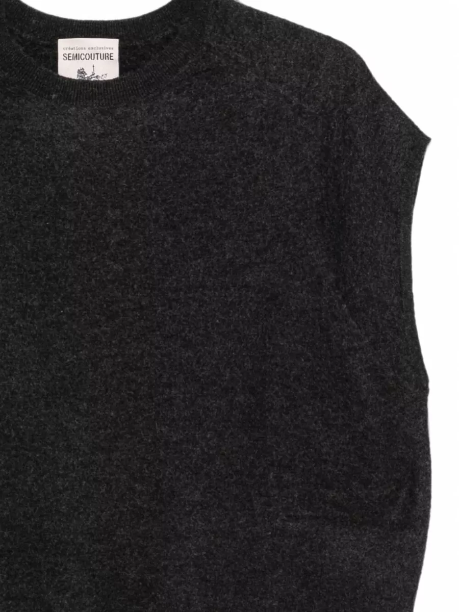 Semicouture Ribbed Sleeveless Wool Vest