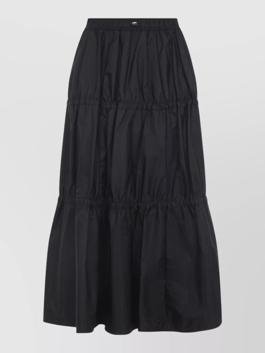 Moncler Maxi Skirt Technical Fabric Elasticated Waistband In Black