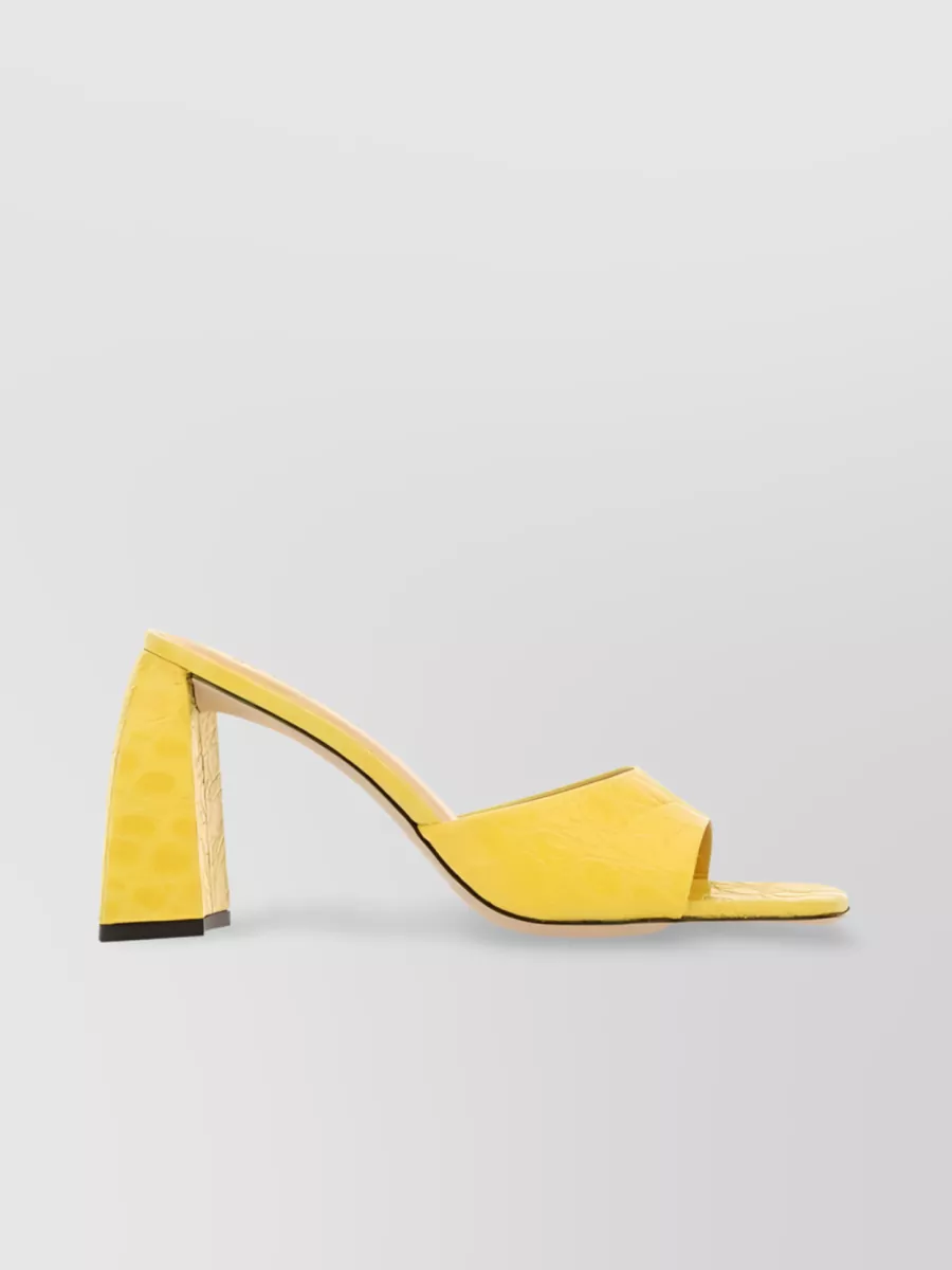 Shop By Far Michele Crocodile-embossed Leather Sandals In Yellow