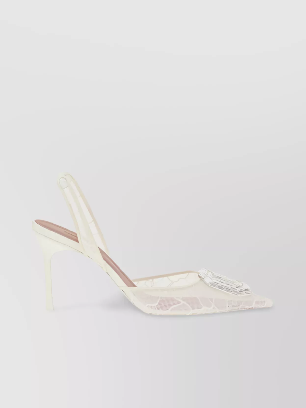Amina Muaddi Camelia Lace Overlay Stiletto Heel Pumps