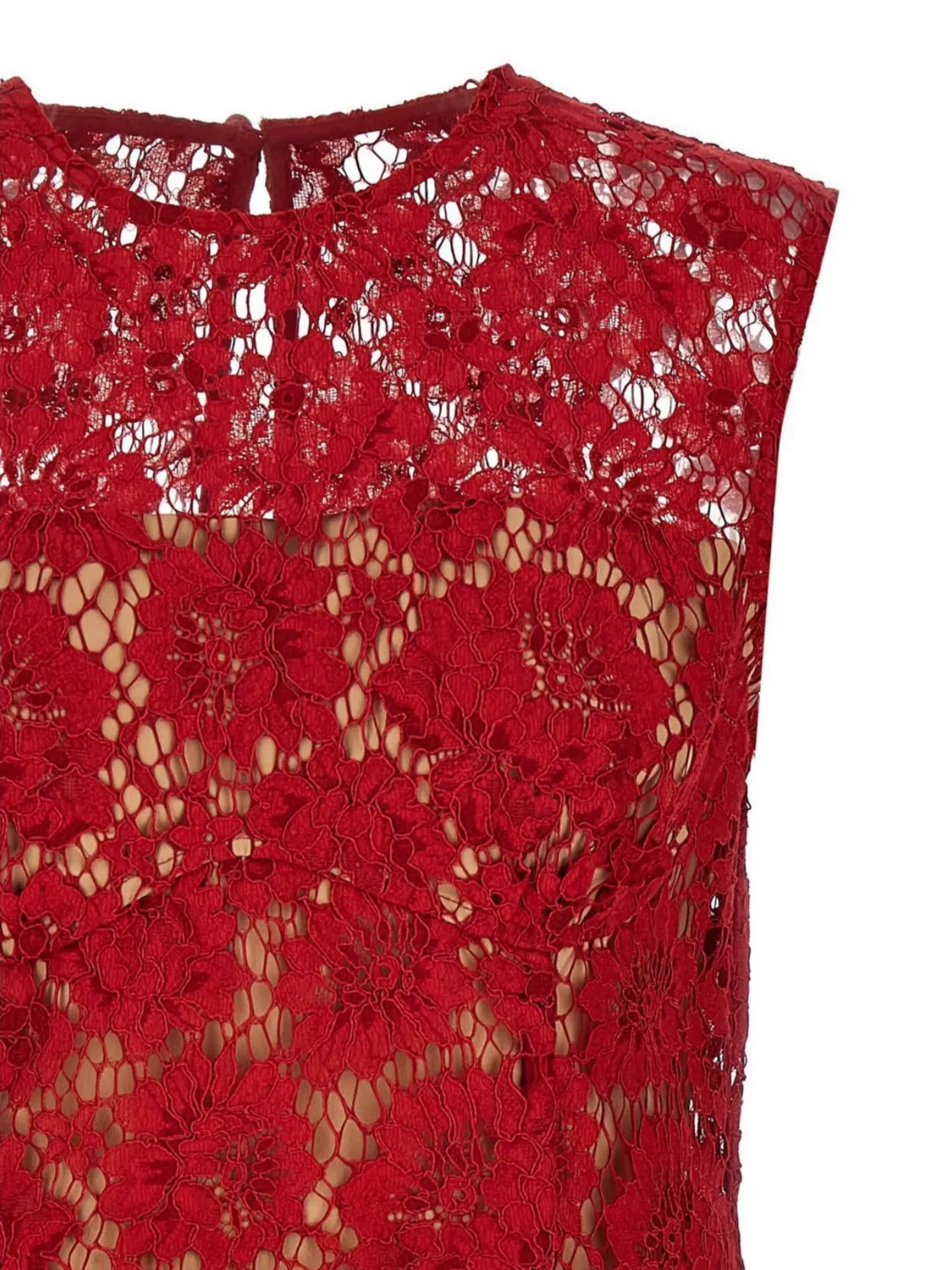 Self-portrait Red Fine Lace Pearl Mini Dresses Red