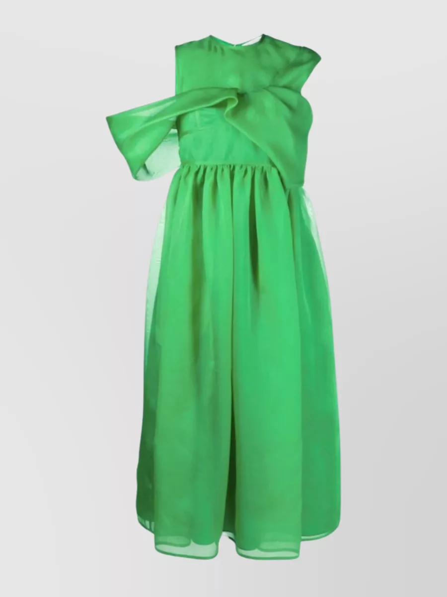 Shop Cecilie Bahnsen Sidney Silk Asymmetric Cut-out Dress In Green