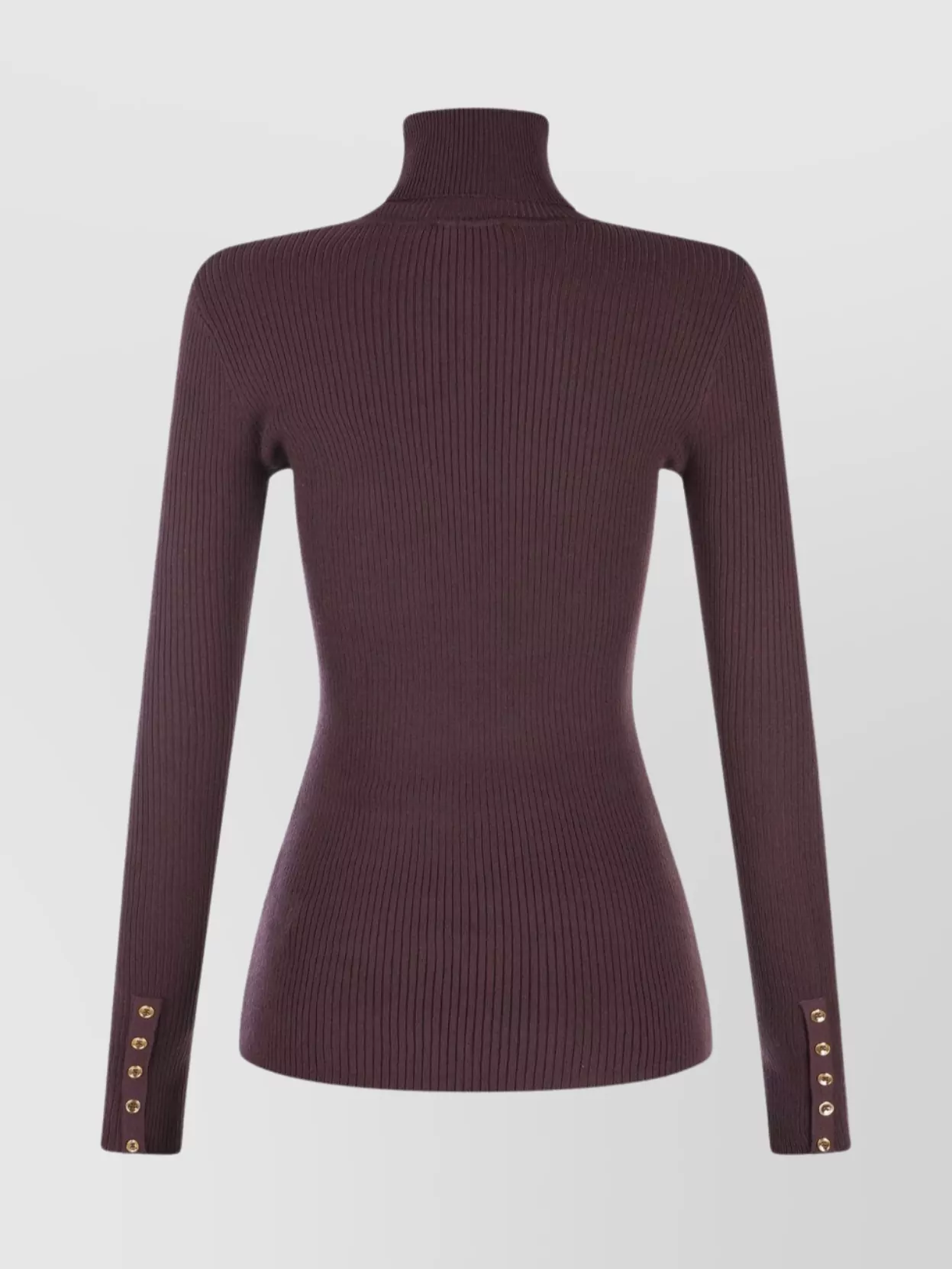 Elisabetta Franchi Ribbed Turtleneck Gold-Tone Hardware