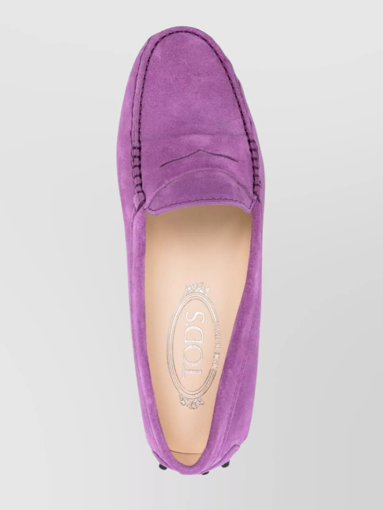 Tod's Round Toe Suede Loafers With Penny Strap In Purple
