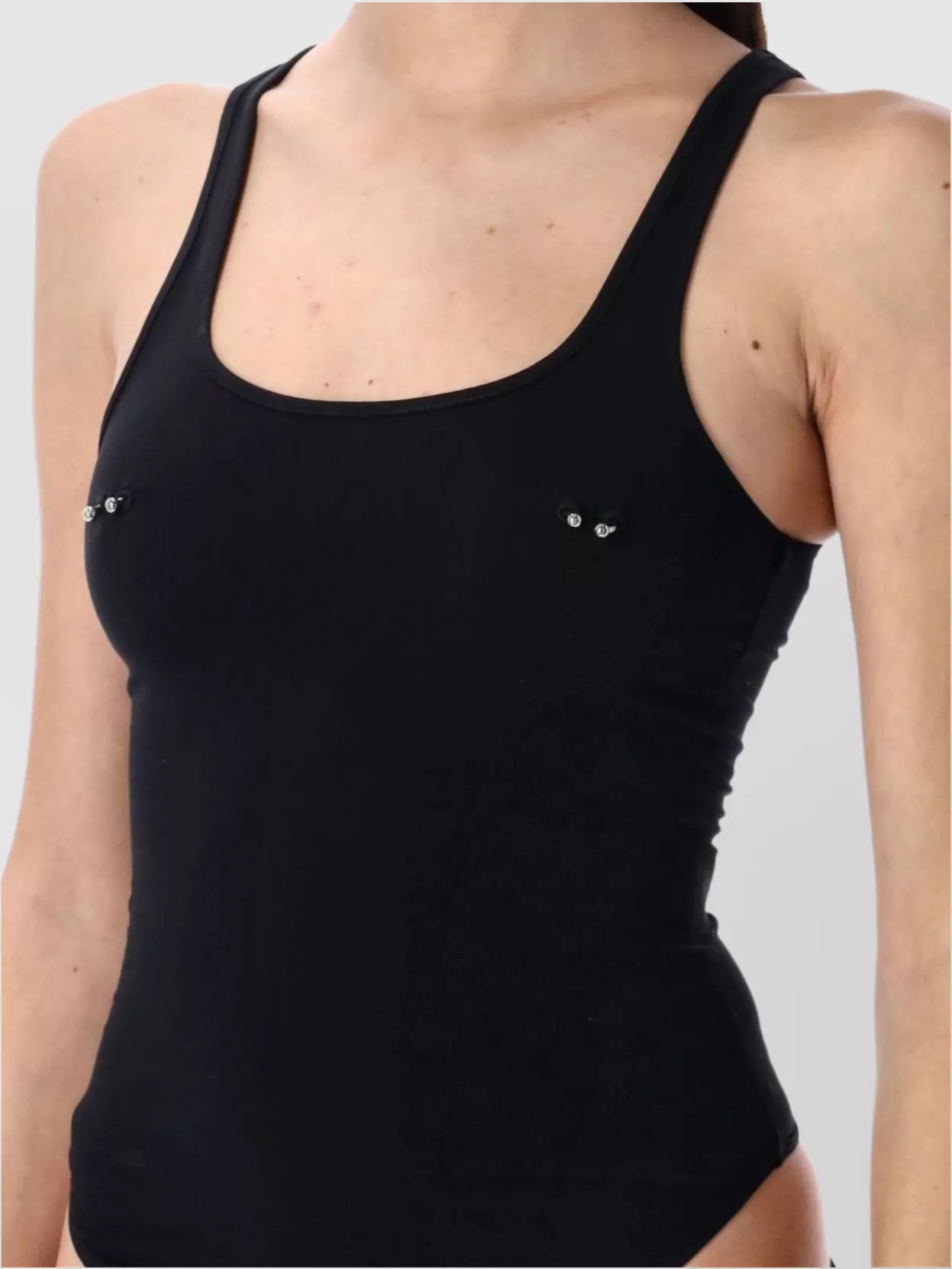 Mugler Embellished Racerback Scoop Neck Top