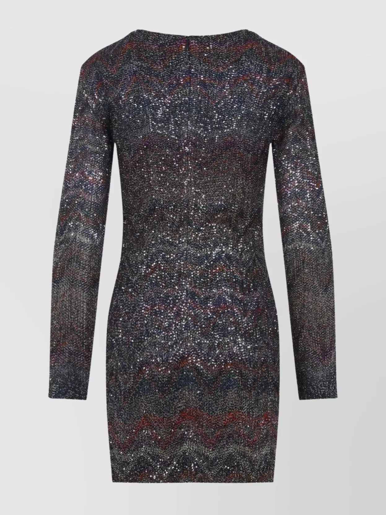 Missoni Zigzag Knit Sequinned Mini Dress In Brown