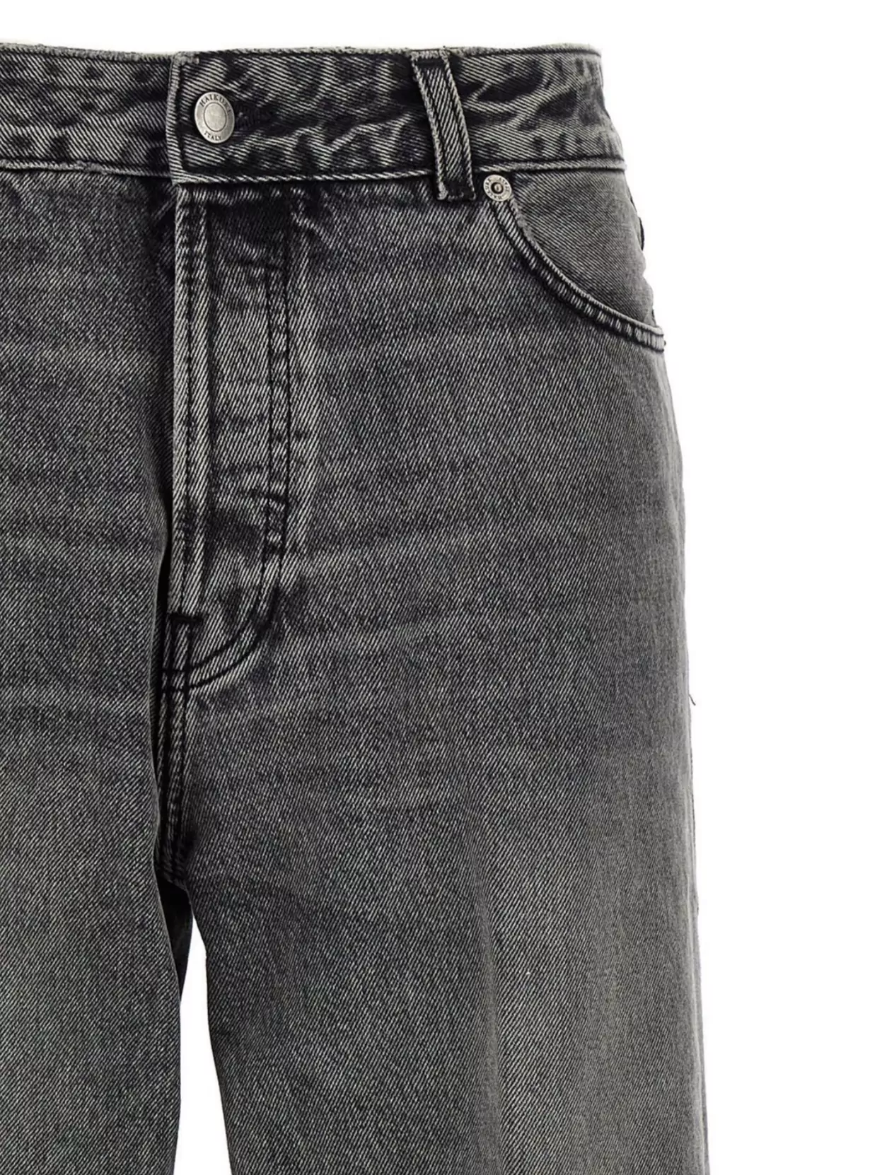Haikure 'korea' Grey Jeans With Faded Effect And Logo Patch On The Back