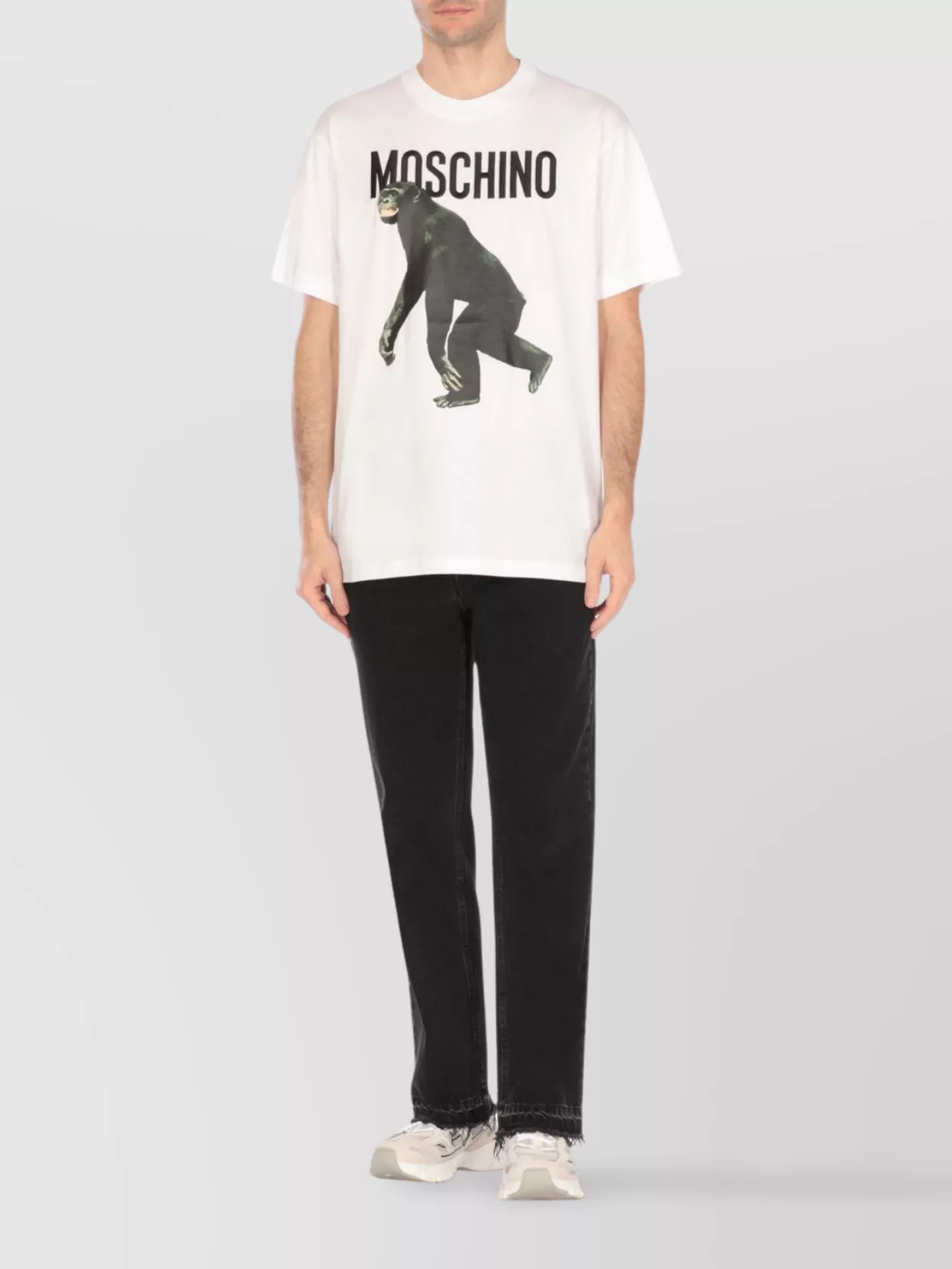 Moschino T-shirt Chimpanzee Print In White