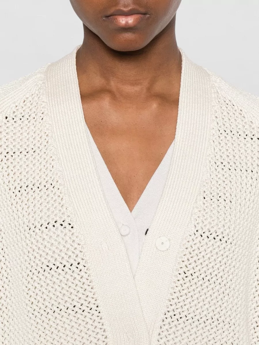 Max Mara Silk V-Neck Long-Sleeve Cardigan