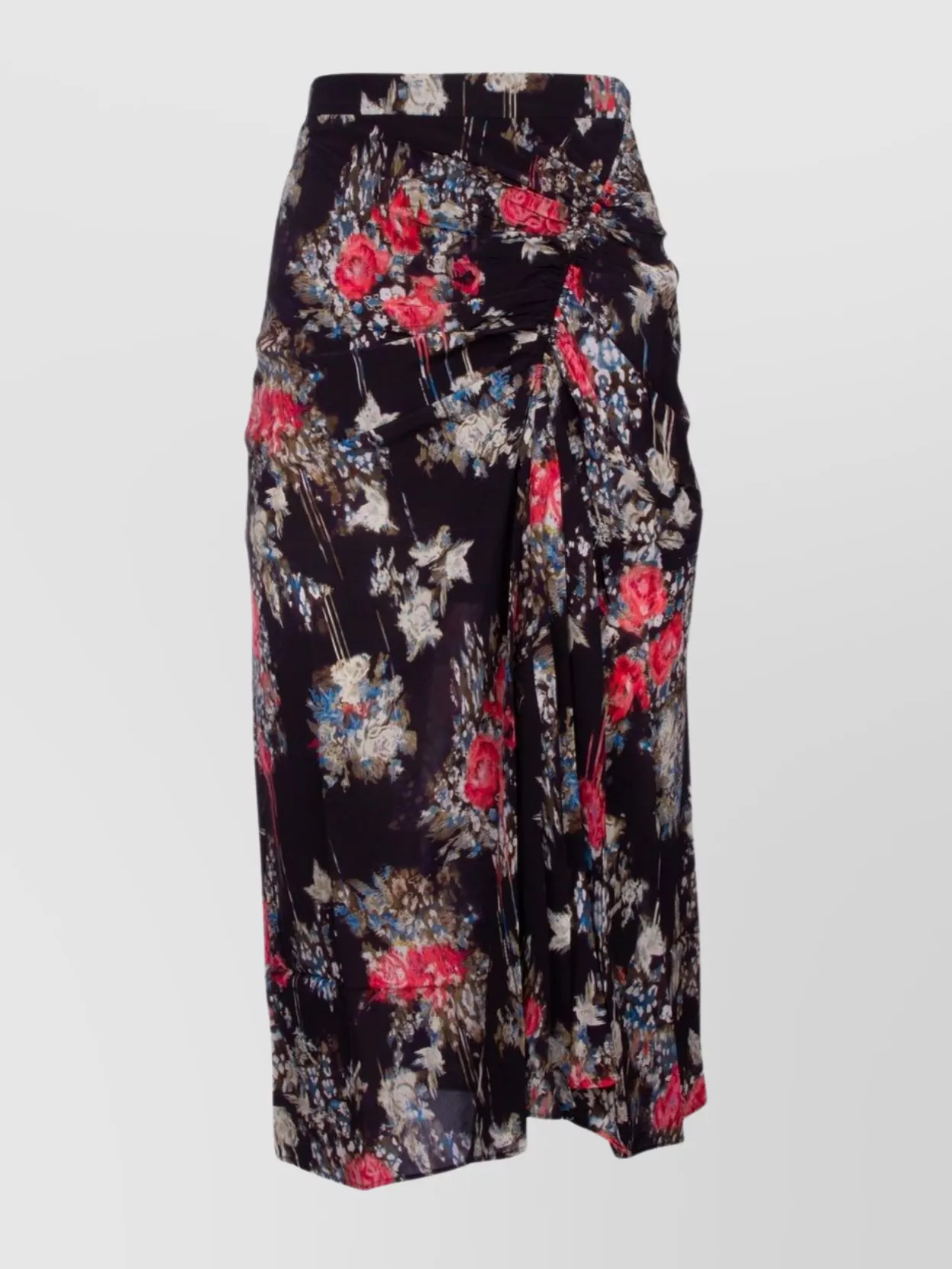Shop Iro Floral Draped High-waisted Asymmetric Skirt In Black