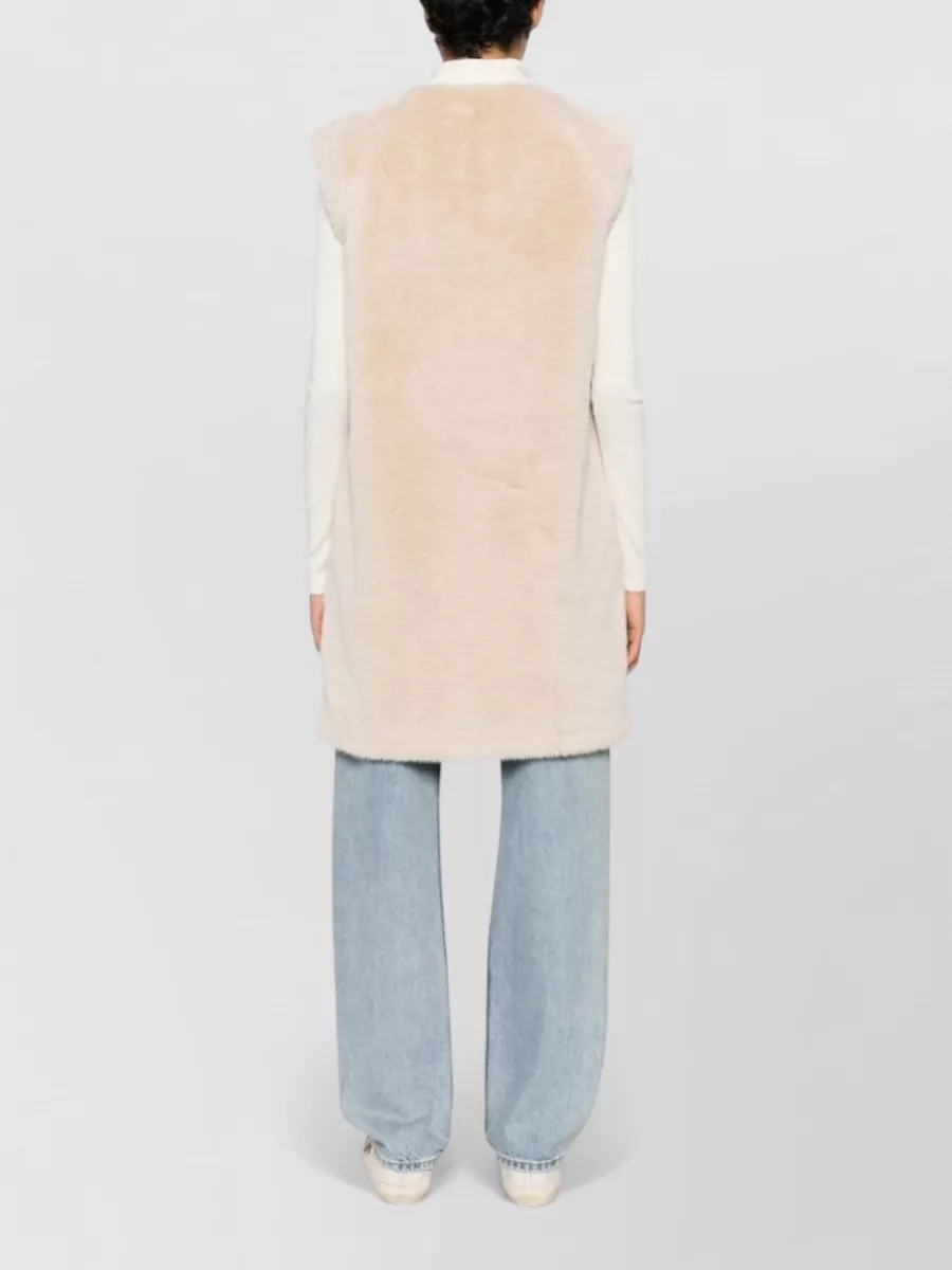 Herno Faux Fur Sleeveless Round Neck Vest