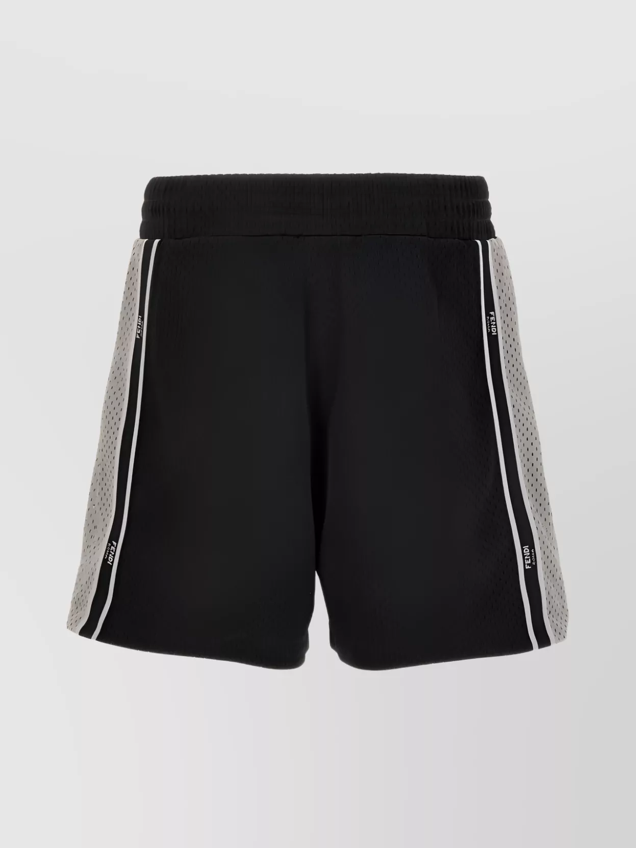 Shop Fendi Perforated Contrast Panel Shorts In Black