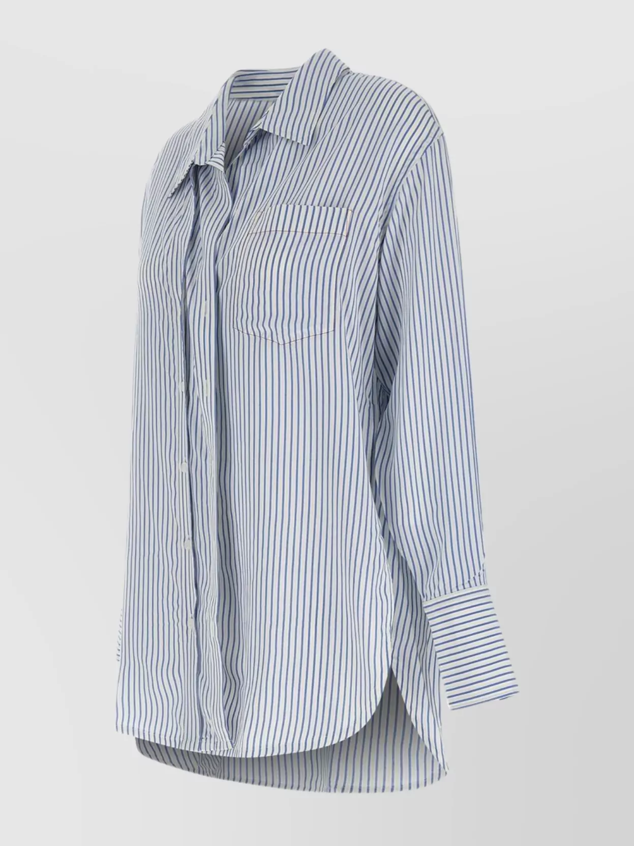 Victoria Beckham Striped Silk And Viscose Shirt In Blue