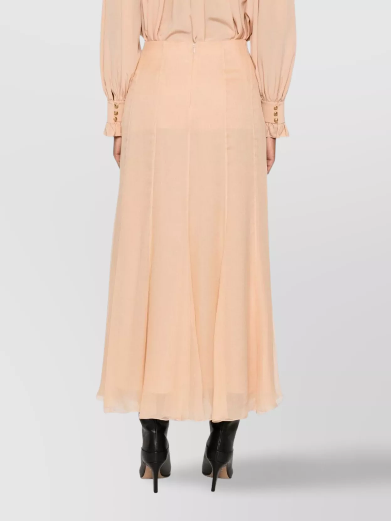 Chloé Long Pleated Silk Skirt With Ruffled Hem