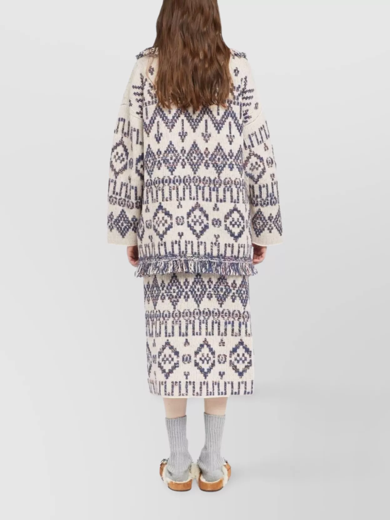 Alanui Wool Cardigan With Belted Waist And Fringe In Gray