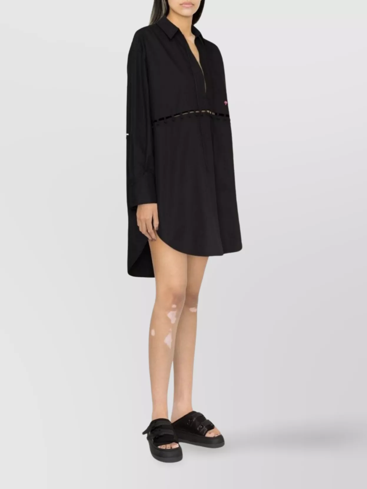 Palm Angels Longline Hem Shirt Dress With Front Tie