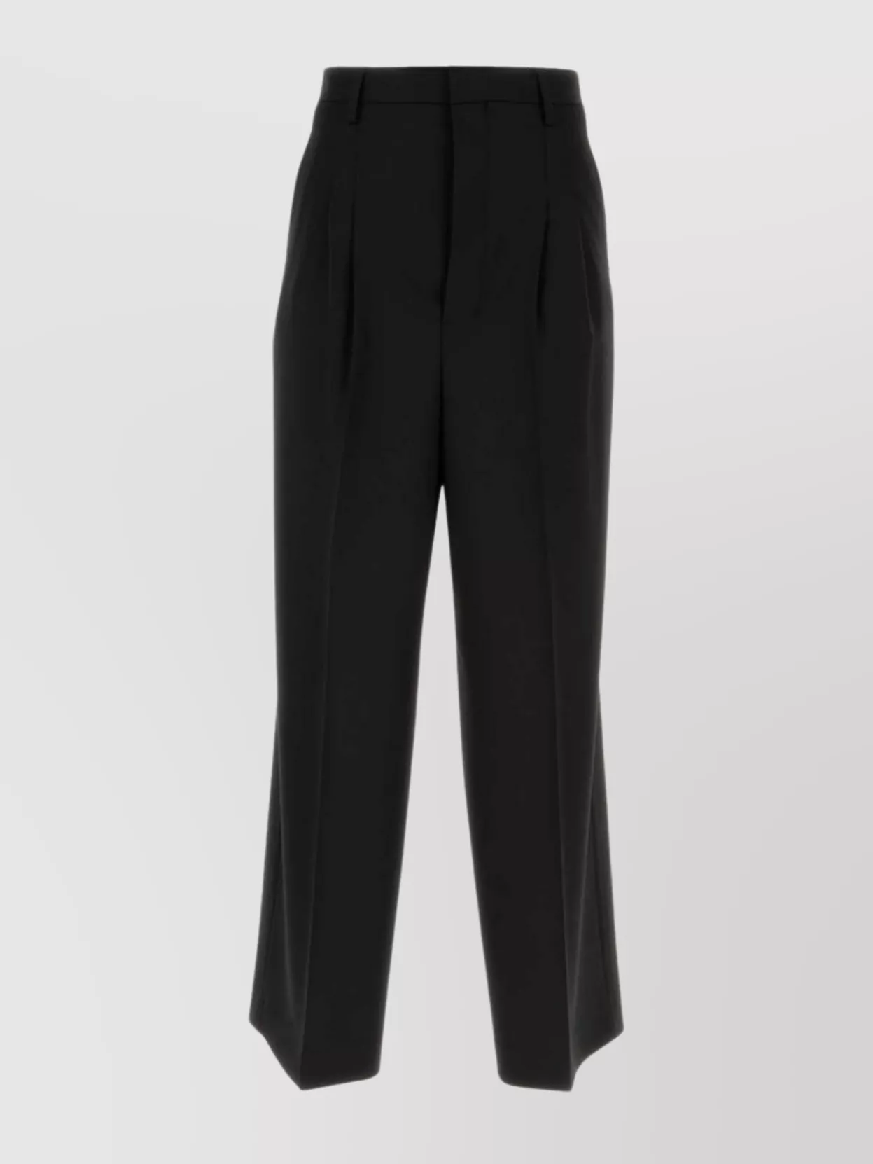 Ami Alexandre Mattiussi Wool Wide-leg Pant Cropped Length In Black