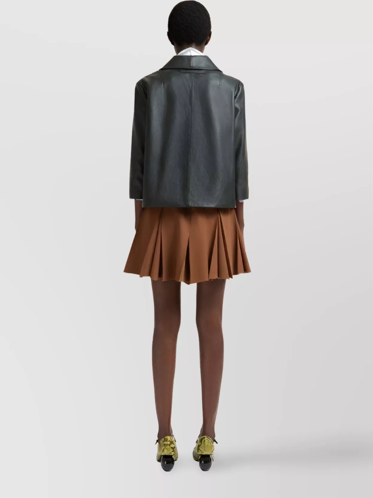 Marni Women's Leather Jacket Contrast Sleeves