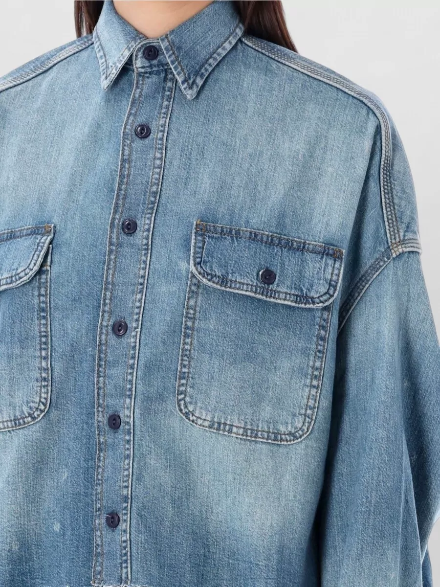 R13 Denim Oversized Cropped Shirt