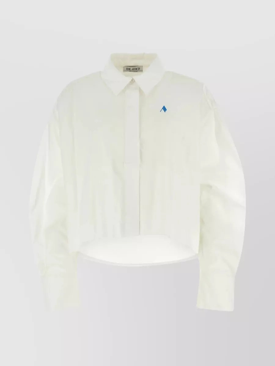 Shop Attico Jill Oversize Cotton Poplin Shirt In White
