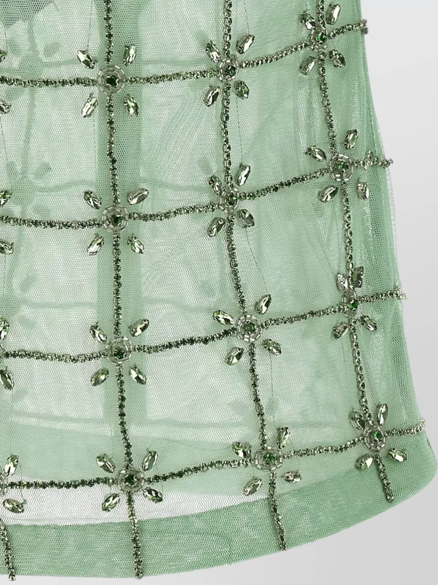 Pinko Embellished Tulle Sleeveless Boat Neck Top