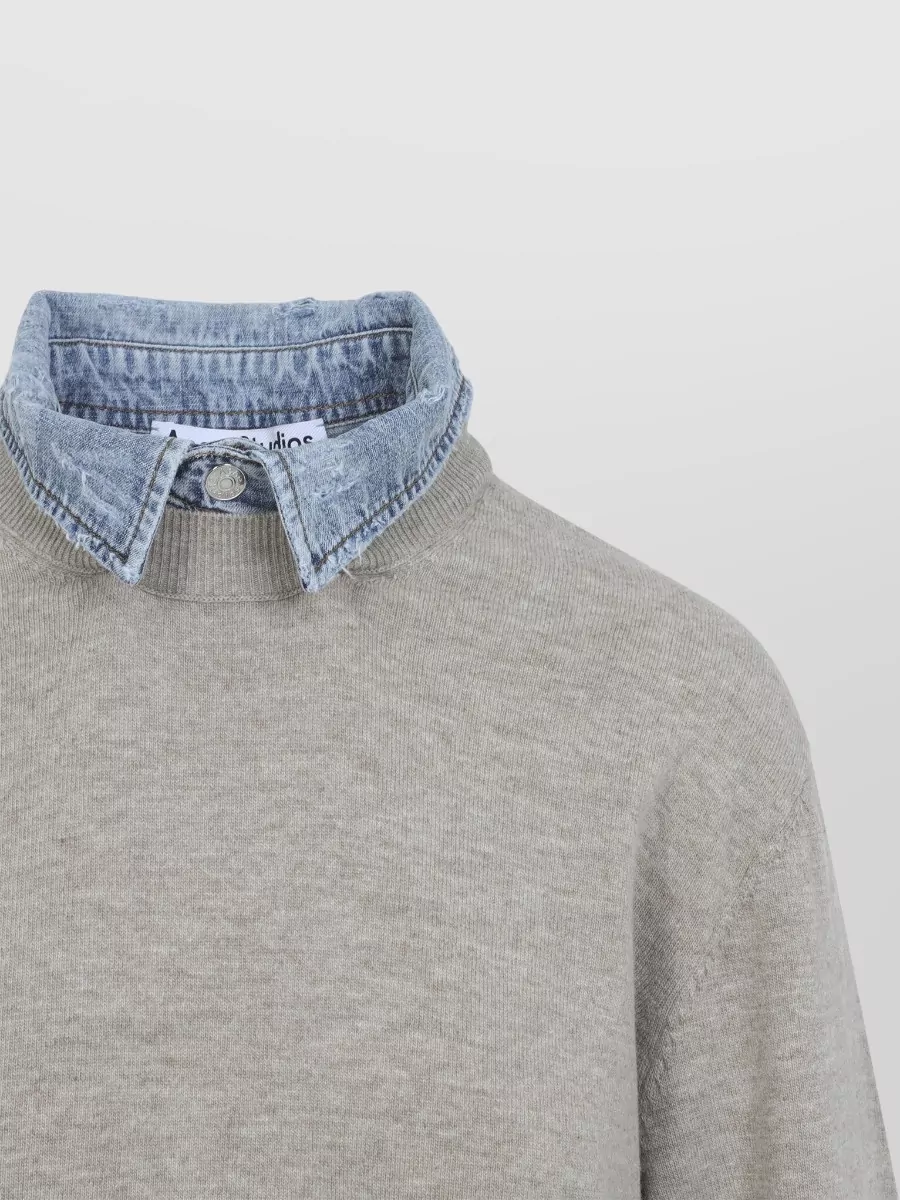 Acne Studios Wool Layered Collar Long-Sleeve Sweater
