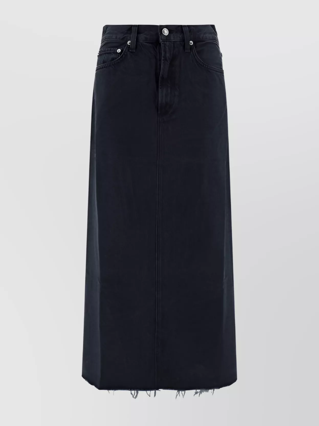 Agolde Cotton Denim Skirt Contrast Stitching In Black