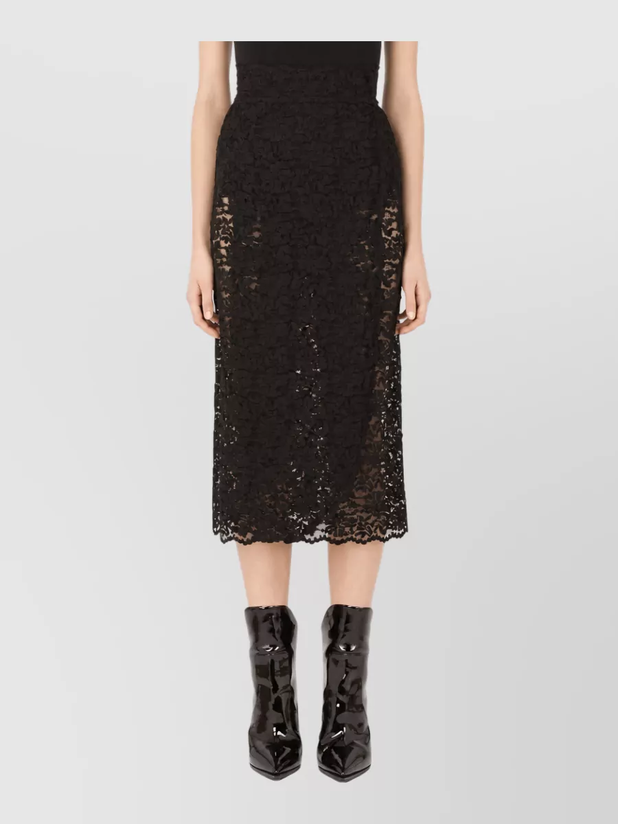 Dolce&Gabbana floral lace high-rise midi skirt