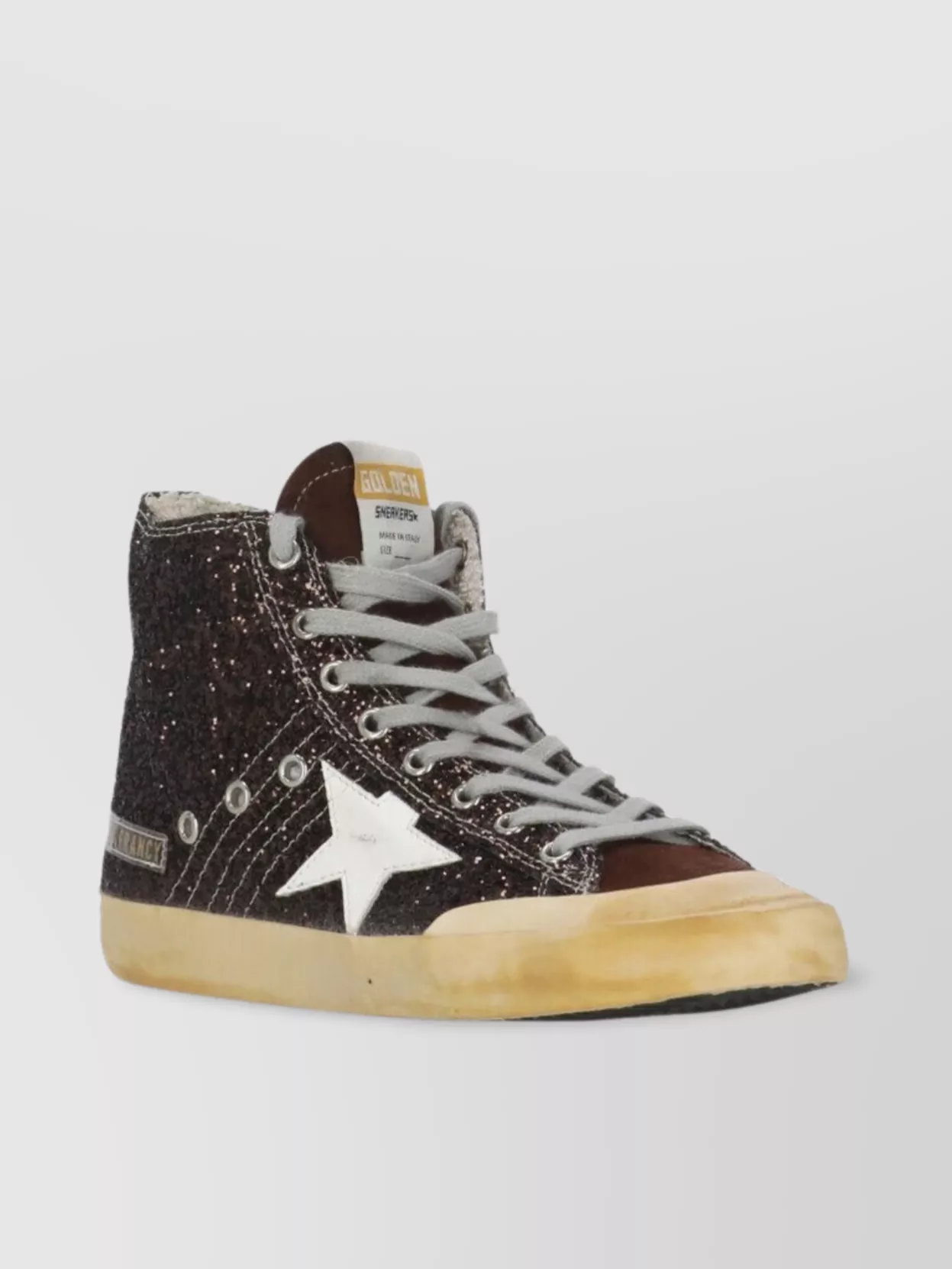 Golden Goose Leather High Top Glitter Sneakers