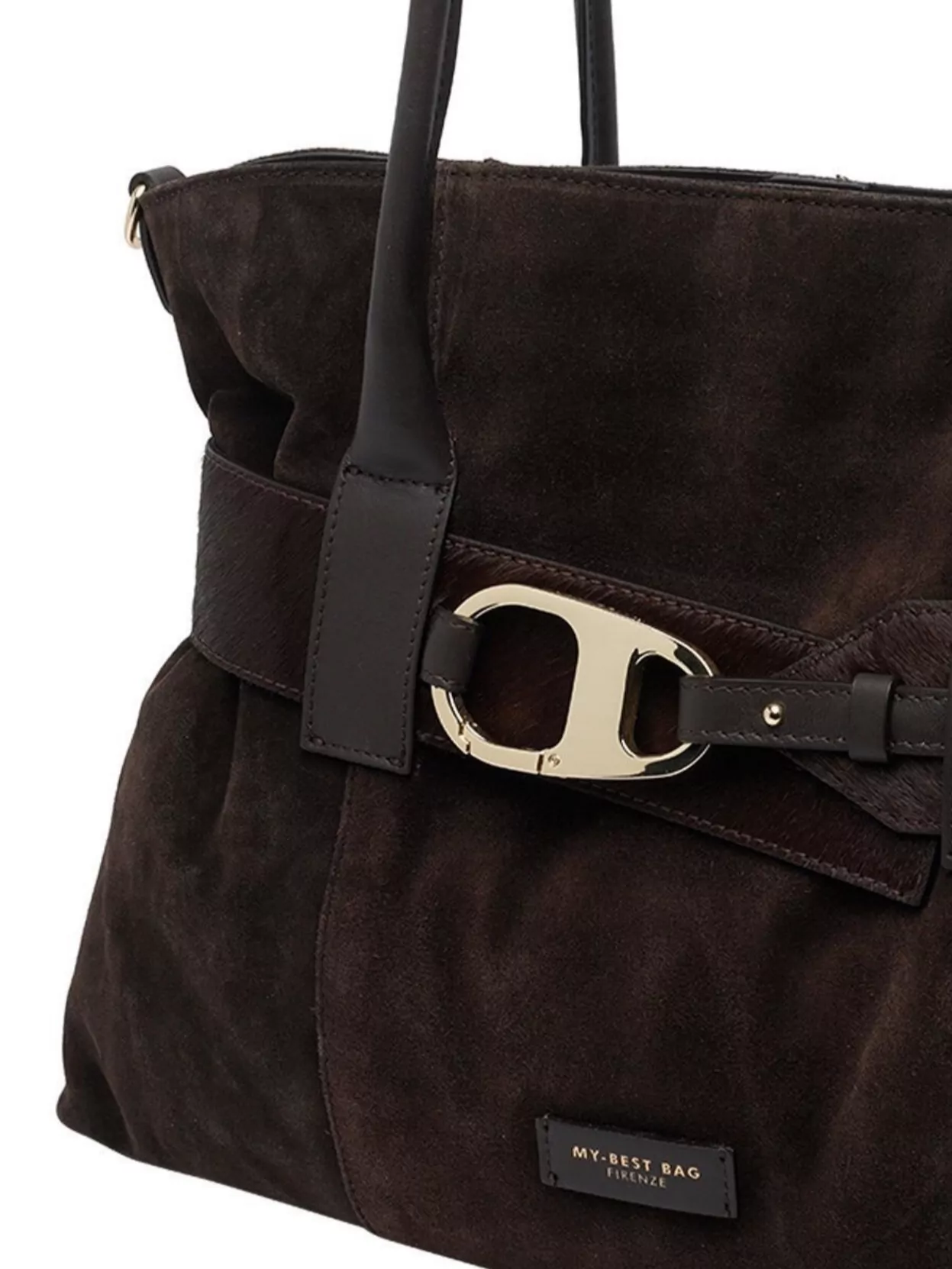 My Best Bag Firenze Double Handle Suede Shoulder Tote Bag