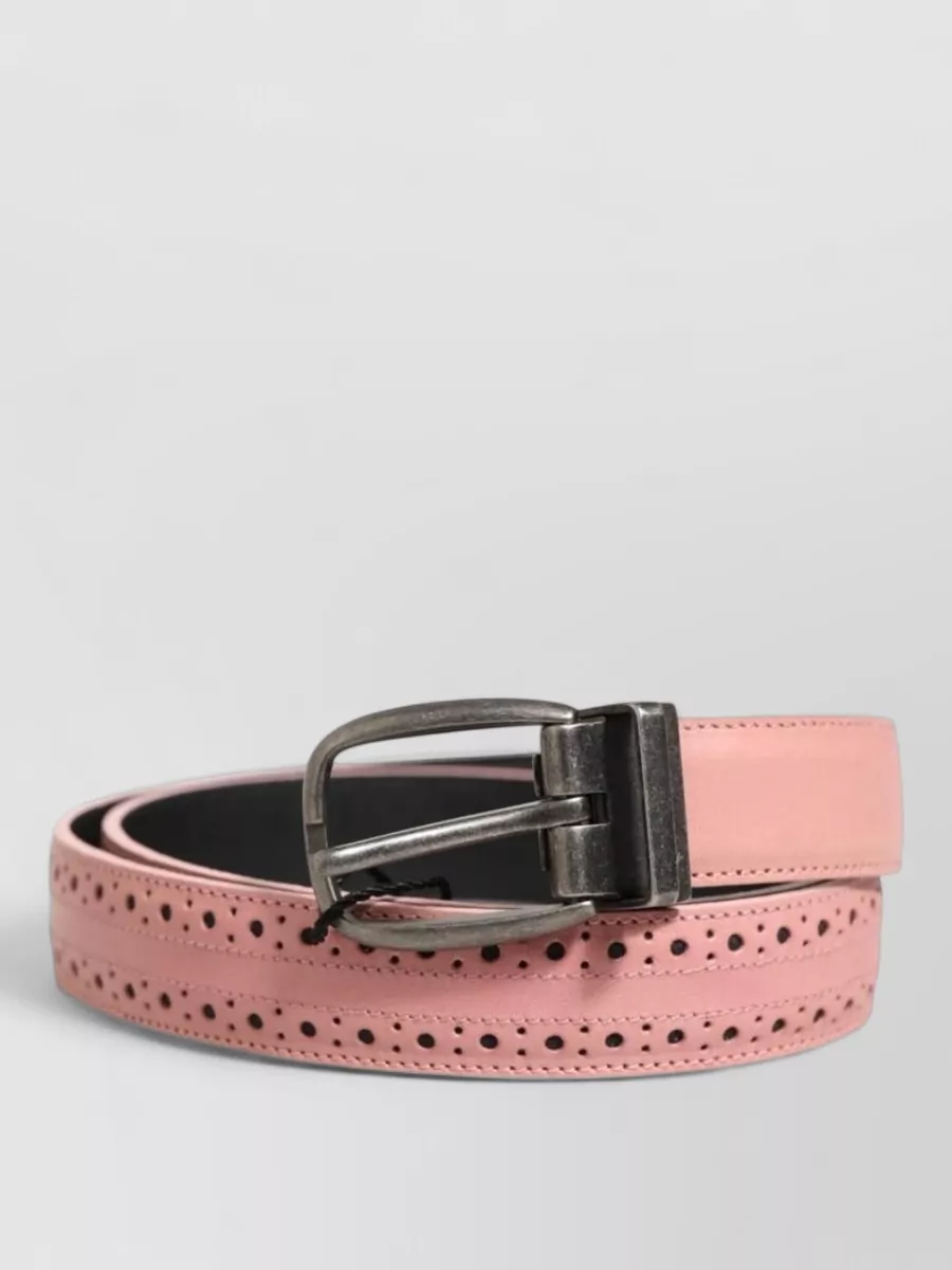 Dolce&Gabbana Leather Perforated Buckle Belt