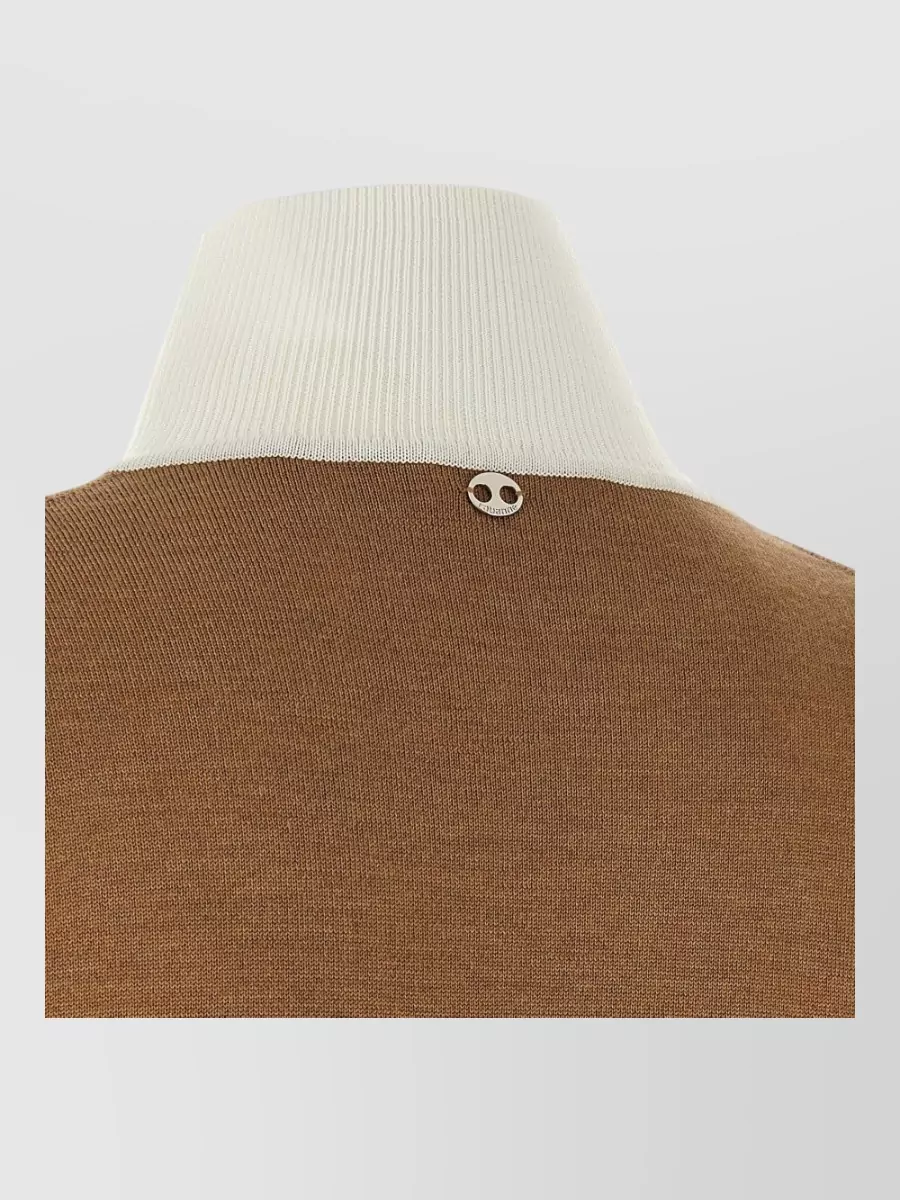 Paco Rabanne Virgin Wool Silk V-Neck Trompe Loeil Long-Sleeve Sweater