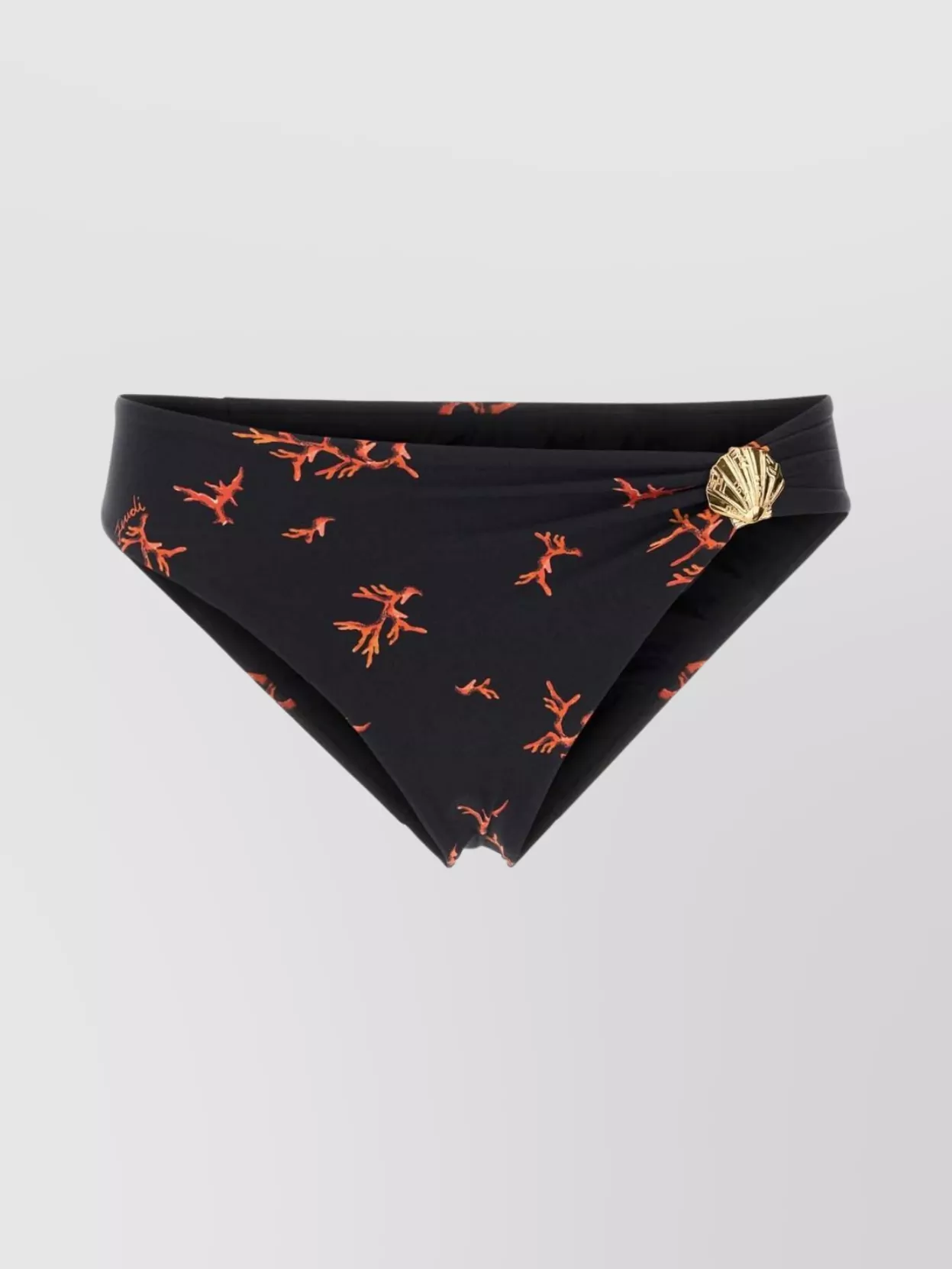 Fendi High Leg Printed Bikini Bottom In Black