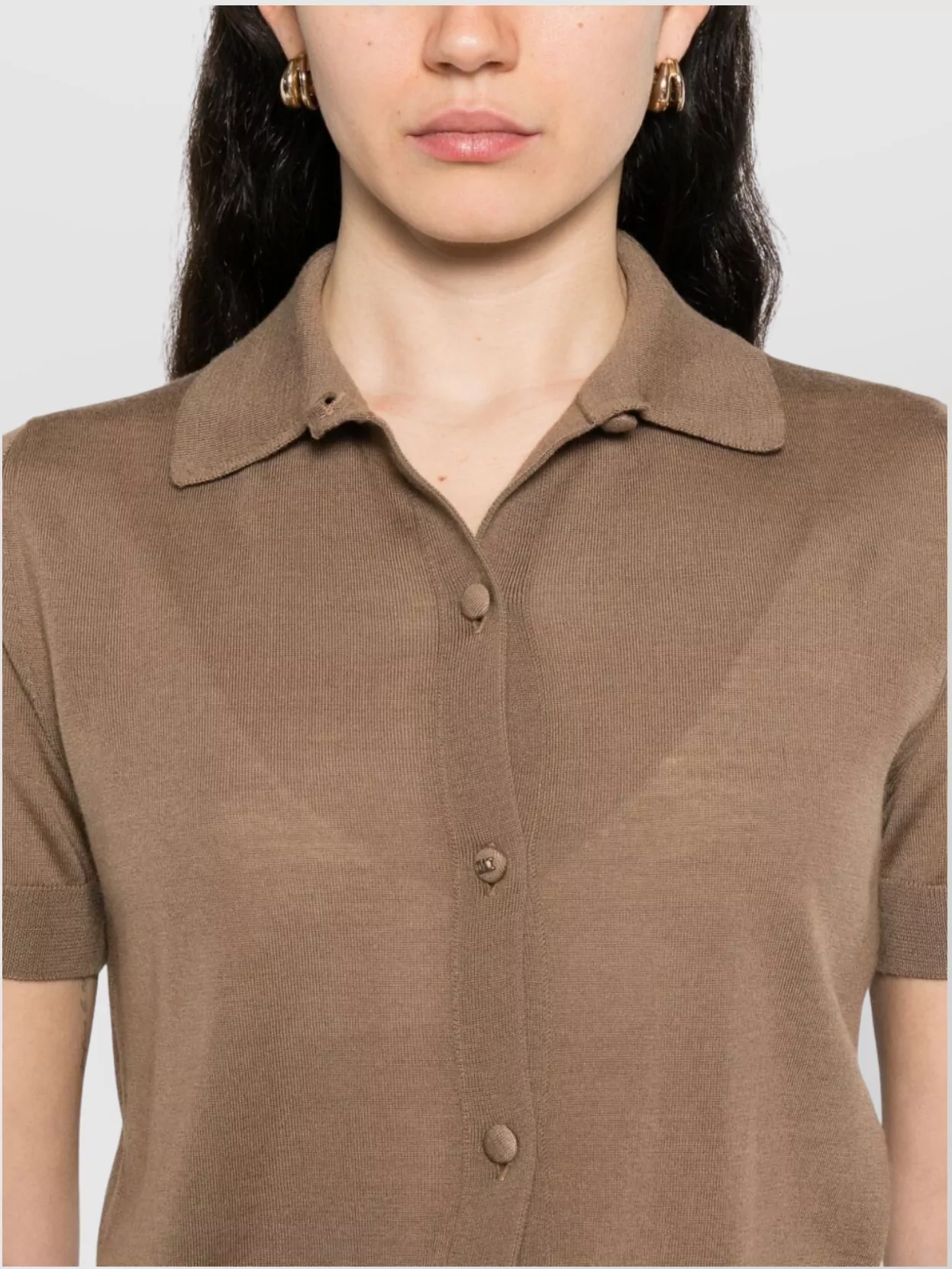 Max Mara Knit Shirt Collar Cardigan With Short Sleeves