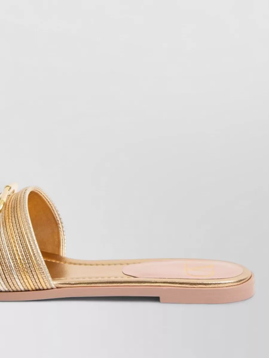 Valentino Garavani Vlogo Signature Leather Sandals Flat Design