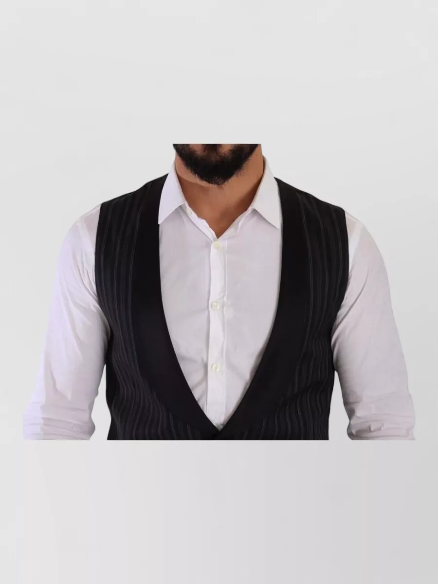 Dolce&Gabbana Striped Wool Silk Waistcoat