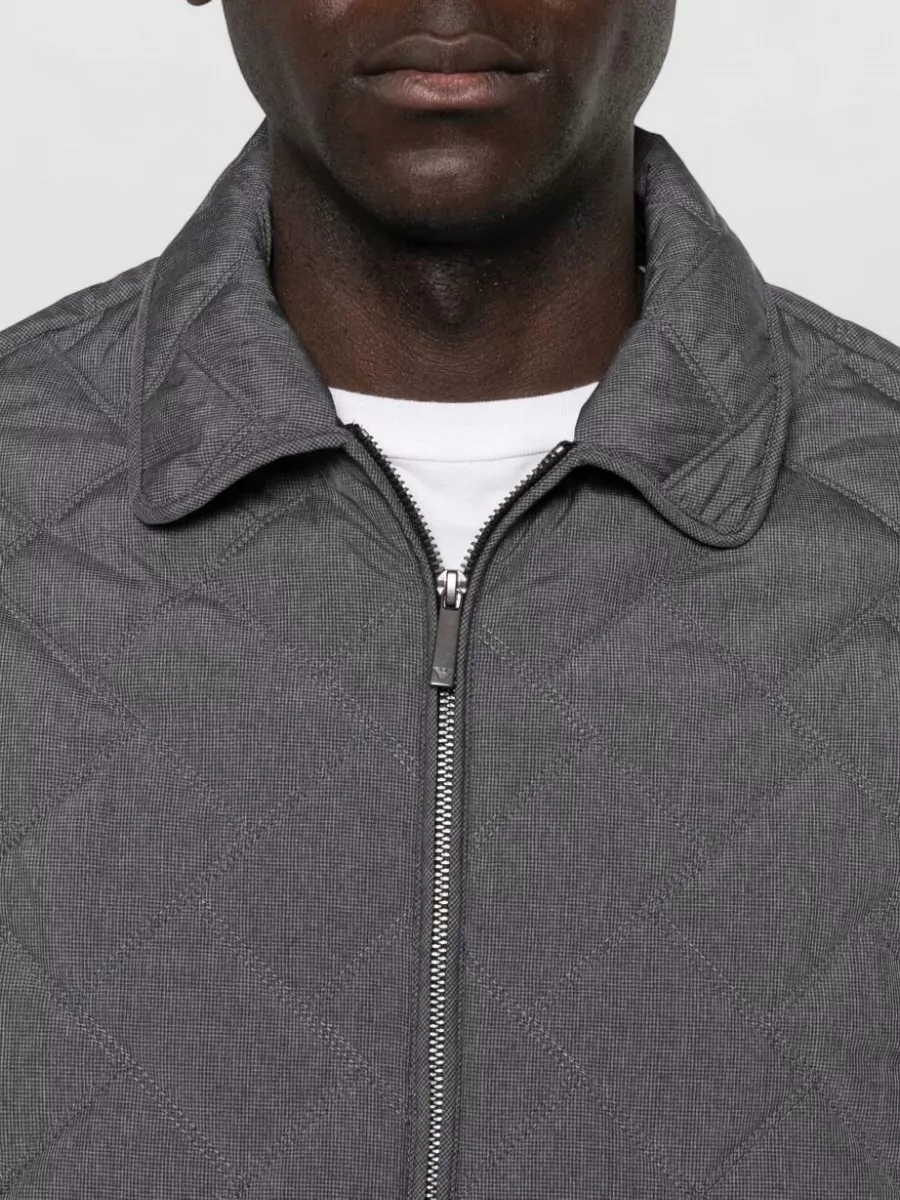 Emporio Armani Quilted Blouson Jacket Straight Cut Side Pockets